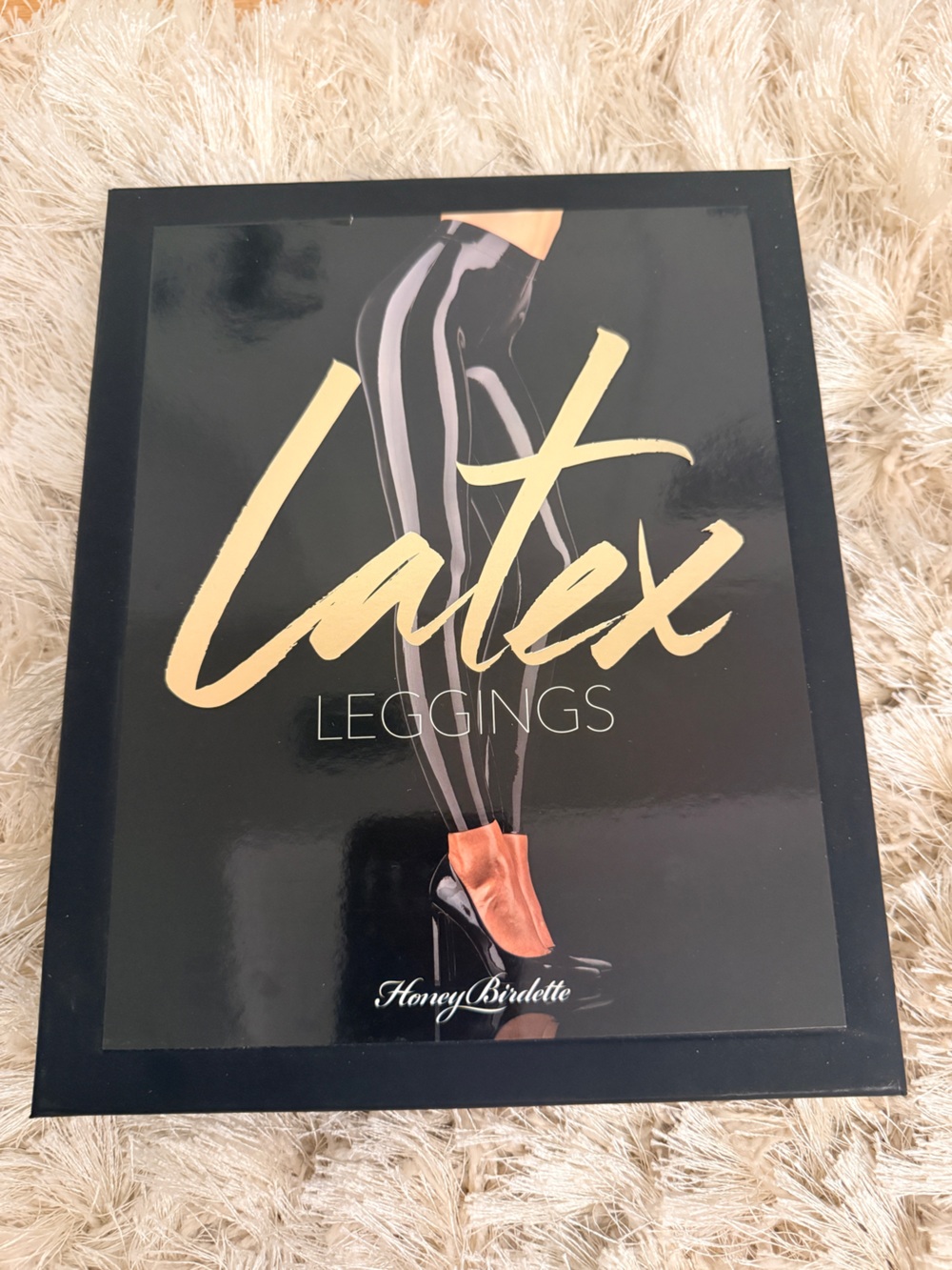 Honey Birdette Black and Gold Latex Leggings Art Print Frame